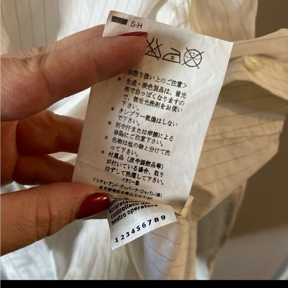 DOLCE & GABBANA White Pin Stripe Long Sleeve Button Up Top - Picture 4 of 7